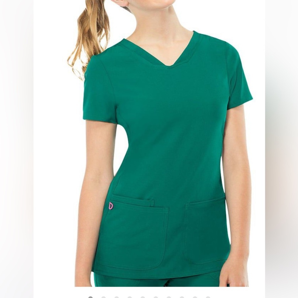 Heart Soul hunter green Short Sleeve V-Neck scrub Top